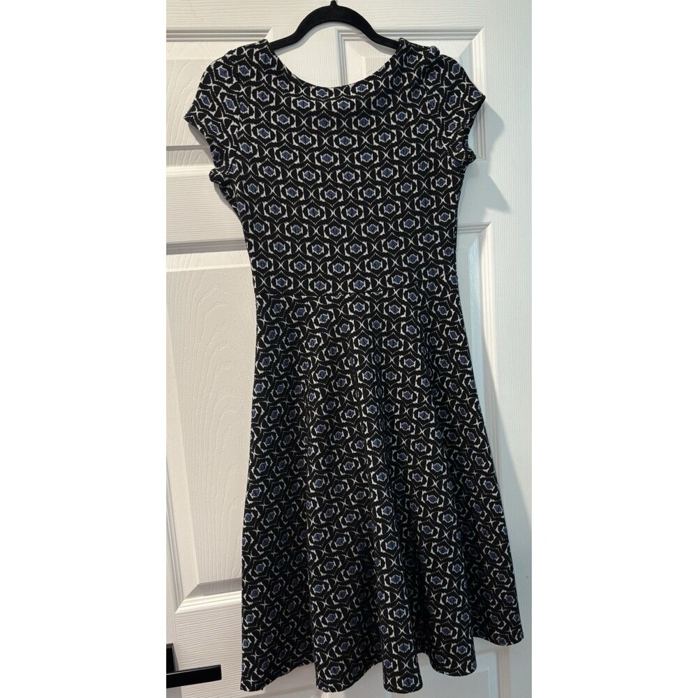 Women’s Leota Patterned Dress Size Small Brown & Blue Stretchy Knit Cottagecore